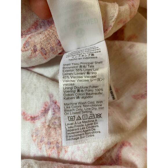 J Crew Block Print White Pink Orange Linen Blend Ruffle Mini Dress EUC 8 - Picture 12 of 12